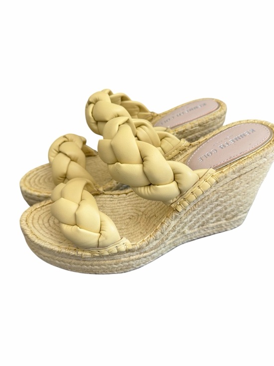 Kenneth Cole Shoes - Kenneth Cole New York Olivia Pale Yellow Braided Espadrille Wedge Sandals